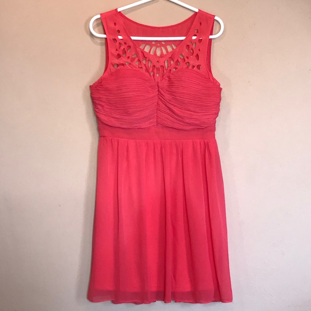 Coral chiffon dress